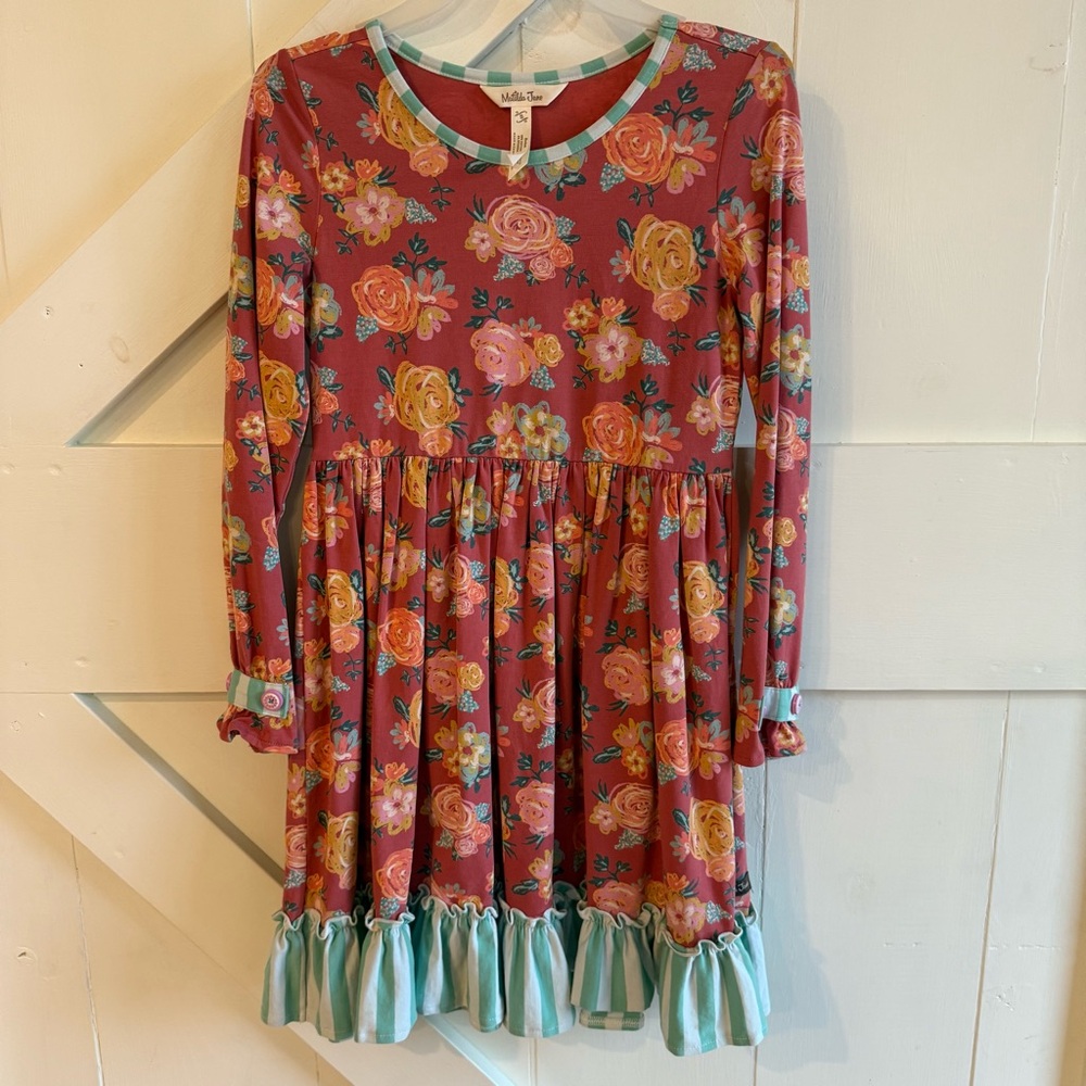 Matilda Jane Wonderment Rosie Posie Long Sleeved Floral Dress 8‎ Boho Twirl